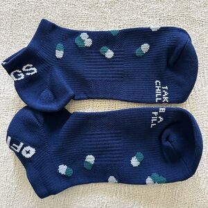 New FIGS Ankle Socks Take A Chill Pill Medium Navy